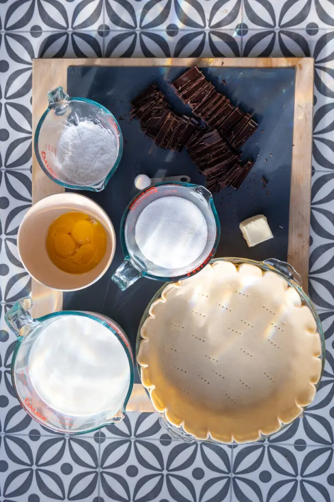 Ingredients for chocolate pie recipe